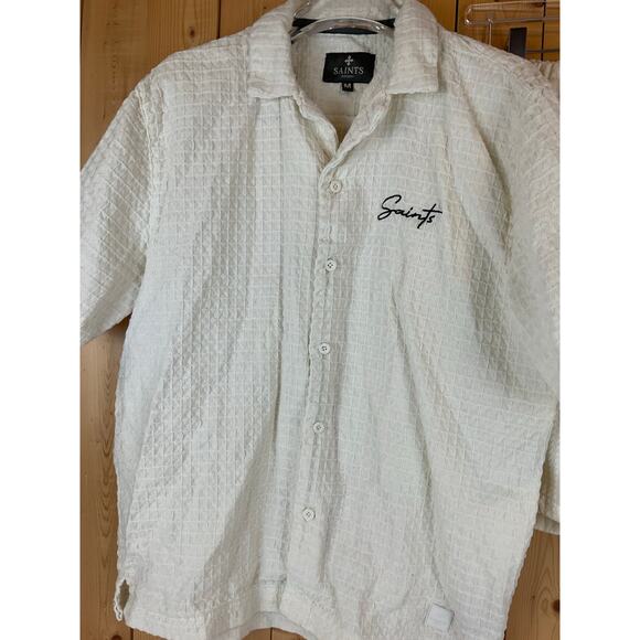 Saints Studio Men's Cream Short Set- Waffle/Rose detail, Medium - Picture 6 of 9